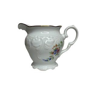 Wawel‎ White Floral Creamer Replacement Poland Scalloped 3" Gold Gilded Trim